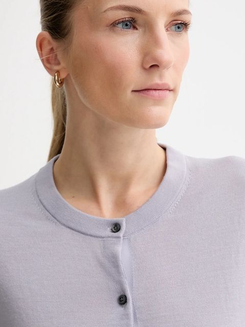 Calvin Klein kardigan wełniany damski kolor fioletowy lekki LV044D323G