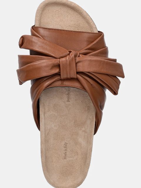 JW Anderson klapki skórzane damskie kolor brązowy SN0096 LA0161 640