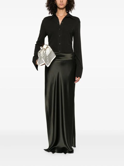 Nanushka satin-paneled asymetrical maxi dress - Green