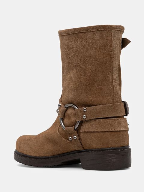 Medicine botki zamszowe kolor brązowy na platformie