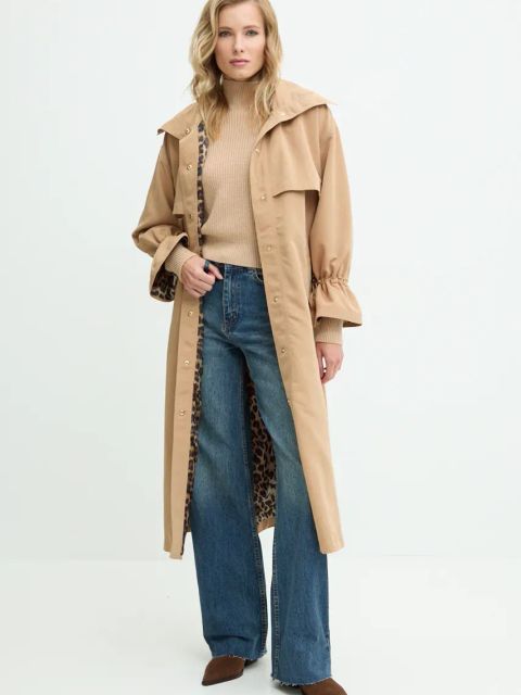 Answear.LAB płaszcz damski kolor brązowy przejściowy