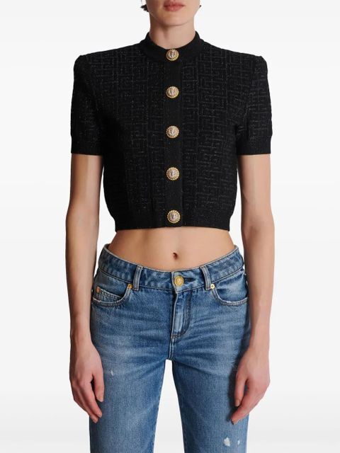 Balmain PB Labyrinth cropped cardigan - Black