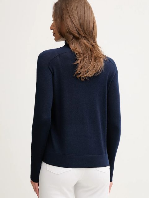 United Colors of Benetton sweter wełniany damski kolor granatowy lekki z golfem 11AHD203Y - zdjęcie produktu nr 2