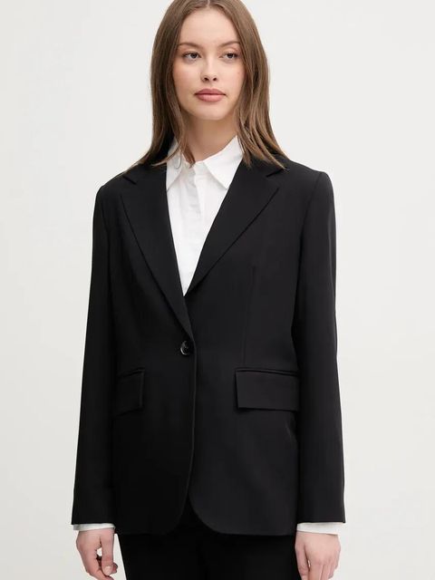 Sisley marynarka kolor czarny jednorzędowa gładka 2KVXLW025 - zdjęcie produktu nr 1