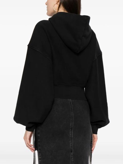 Alexander Wang cropped zip-up cotton hoodie - Black - zdjęcie produktu nr 2