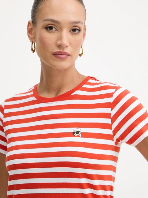Karl Lagerfeld t-shirt bawełniany IKON damski kolor pomarańczowy B1W17037 - zdjęcie produktu nr 2