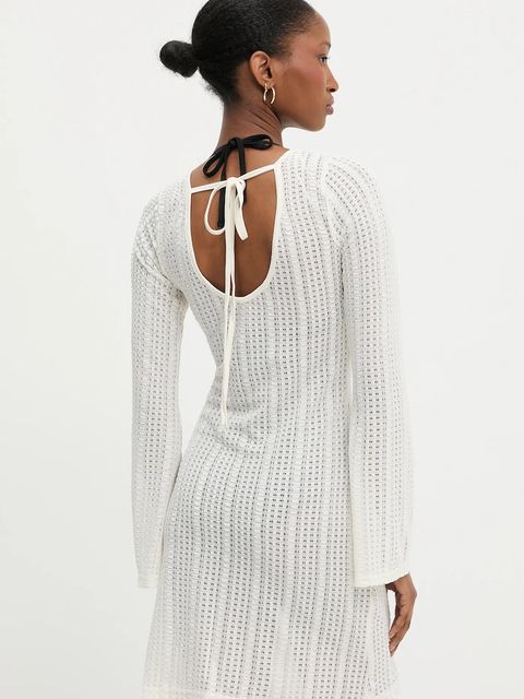 Answear.LAB sukienka plażowa kolor beżowy mini dopasowana - zdjęcie produktu nr 2