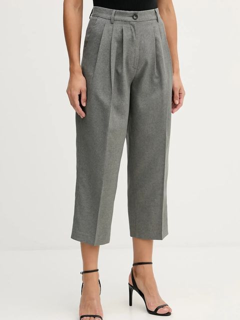 Sisley spodnie damskie kolor szary fason cygaretki high waist 4V99LF07S - zdjęcie produktu nr 1