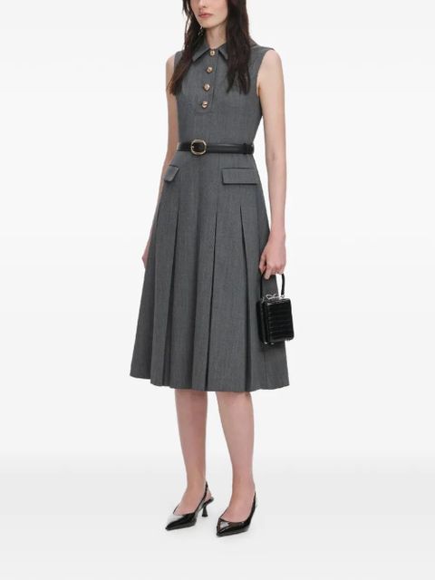 Self-Portrait pointed-collar pleated midi dress - Grey - zdjęcie produktu nr 2