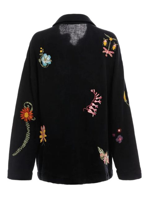 Agua By Agua Bendita Keishi floral-embroidered shirt - Black