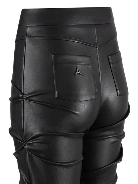 Manière De Voir Caroline tacked leather flared trousers - Black