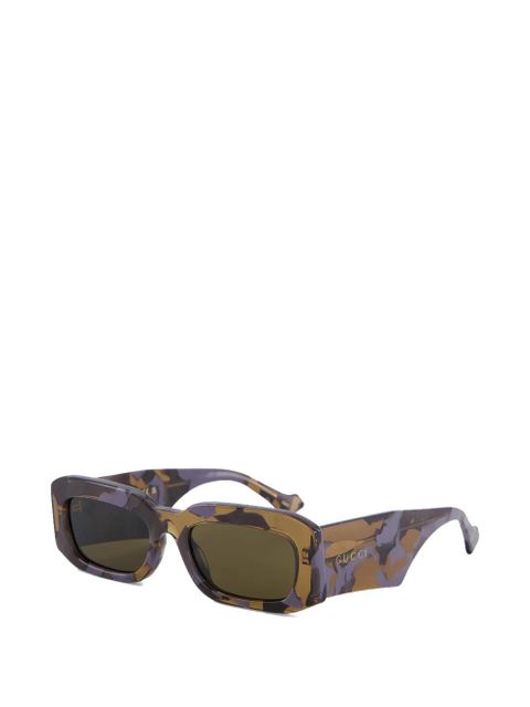 Gucci Eyewear graphic-print rectangular-frame sunglasses - Brown - zdjęcie produktu nr 2