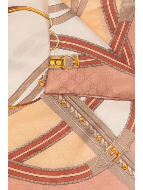 Gucci Horsebit-print silk scarf - Pink