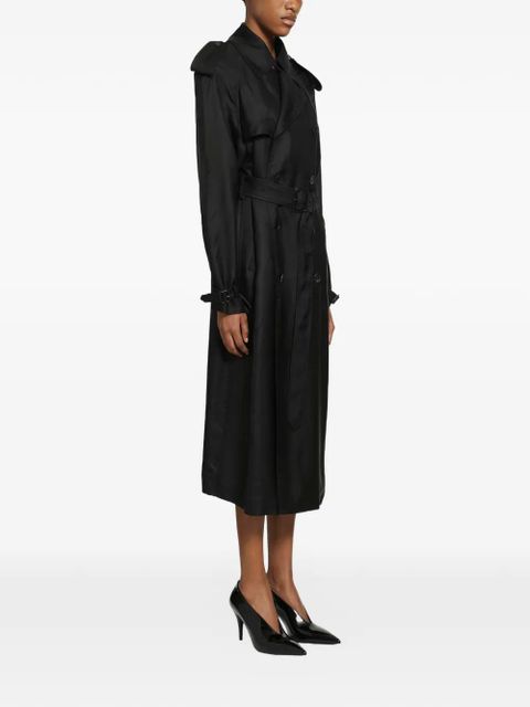 Saint Laurent double-breasted silk trench coat - Black - zdjęcie produktu nr 2