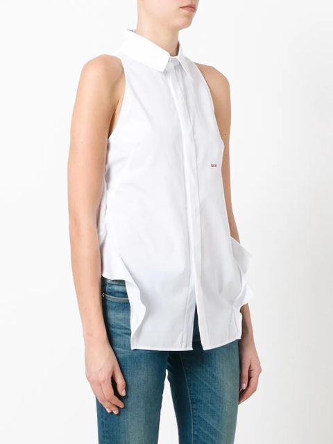 Off-White ruffled trim sleeveless shirt