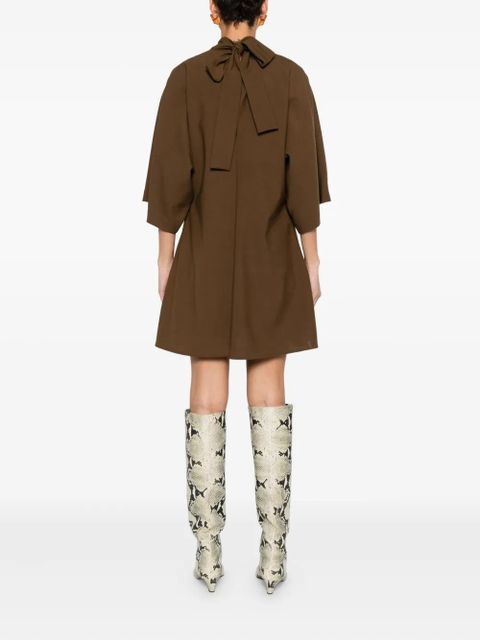 SOLOTRE high-neck mini dress - Brown