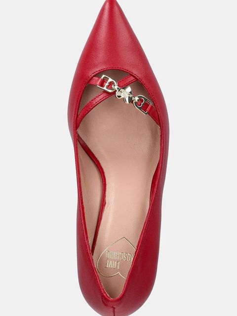 Love Moschino szpilki skórzane kolor czerwony JA10277G1NIA0500