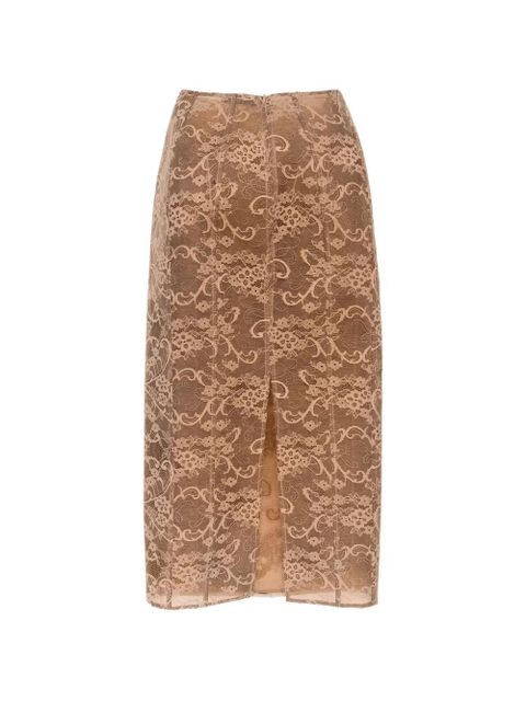 Acne Studios floral-lace split-detail midi skirt - Neutrals