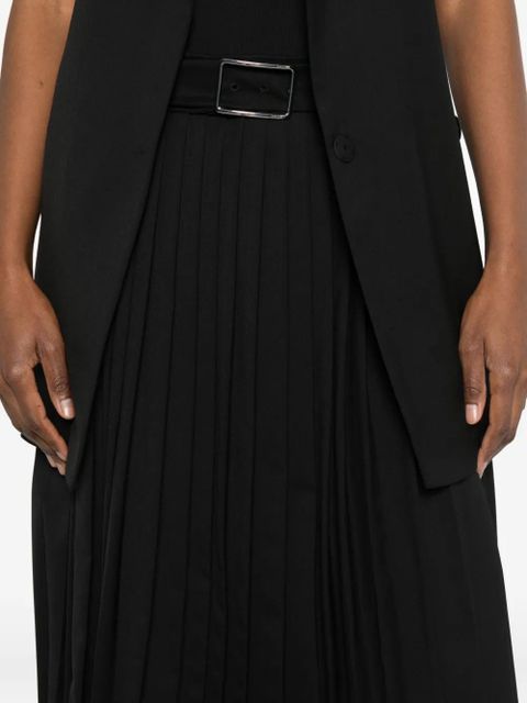 Sportmax belted pleated midi skirt - Black