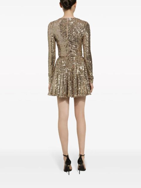 Dolce & Gabbana sequin-embellished pleated minidress - Gold