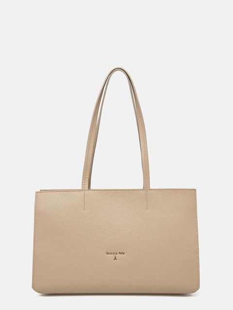 Patrizia Pepe torebka skórzana kolor beżowy 8B0236 L001