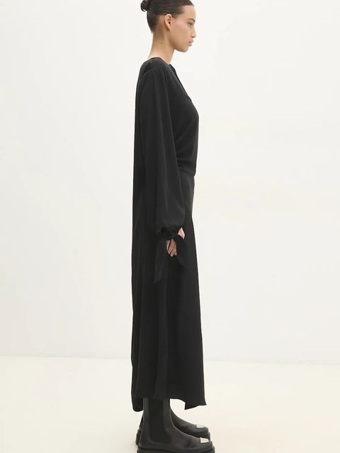 Samsoe Samsoe sukienka SAALBA kolor czarny maxi rozkloszowana F24400148