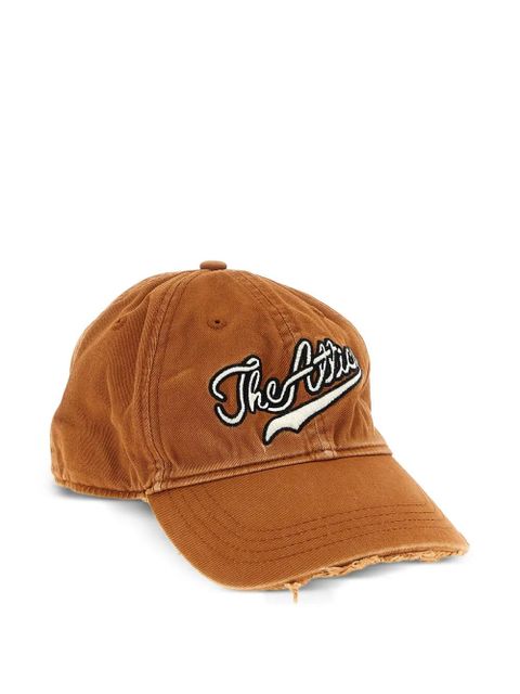 The Attico logo-embroidered frayed-edge hat - Brown