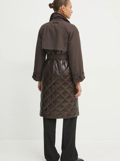 Marella płaszcz dwustronny damski kolor brązowy przejściowy niezapinany 2423496015200 - zdjęcie produktu nr 2