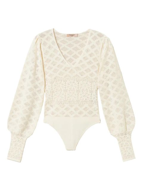 TWINSET knit floral bodysuit - Neutrals - zdjęcie produktu nr 1