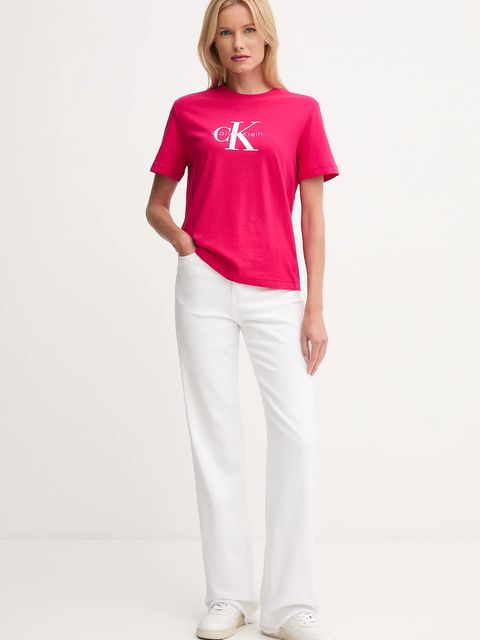 Calvin Klein Jeans t-shirt bawełniany damski kolor różowy LV047B865G - zdjęcie produktu nr 2