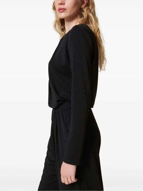 TWINSET drape-detailing jersey blouse - Black