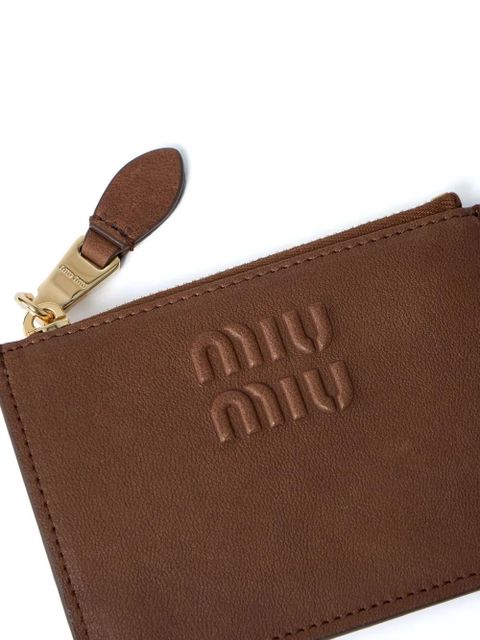Miu Miu logo-embossed zip cardholder - Brown