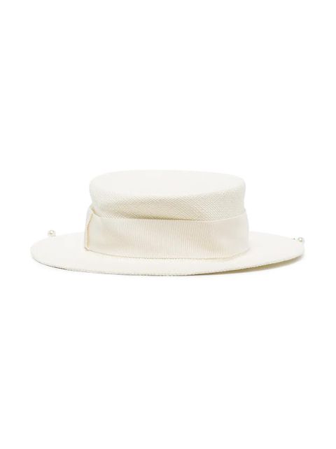 Ruslan Baginskiy chain strap boater hat - White