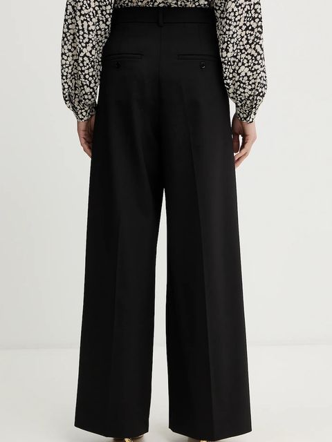 Weekend Max Mara spodnie z domieszką wełny ASTA damskie kolor czarny szerokie high waist 2615131061600