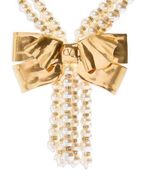 Valentino Garavani bow-pendant pearl necklace - Gold