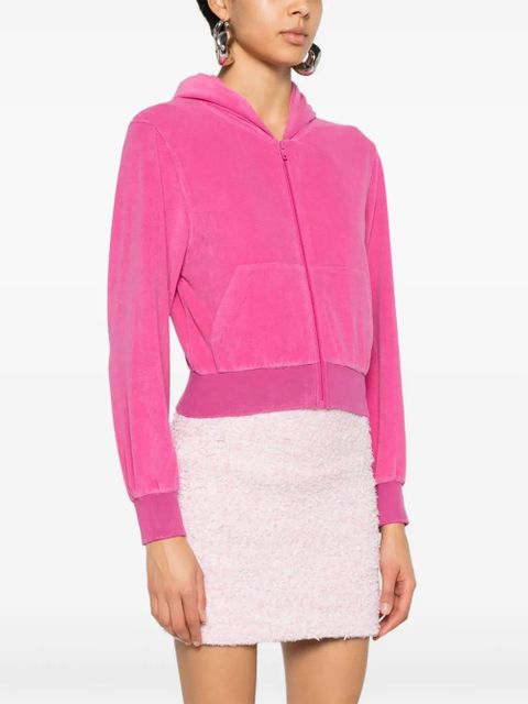 Balenciaga rhinestone-logo zipped hoodie - Pink