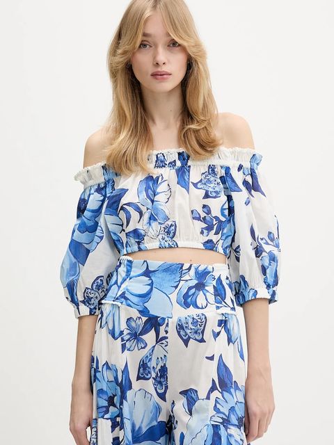 Farm Rio bluza bawełniana damska kolor niebieski wzorzysta 344714 - zdjęcie produktu nr 1