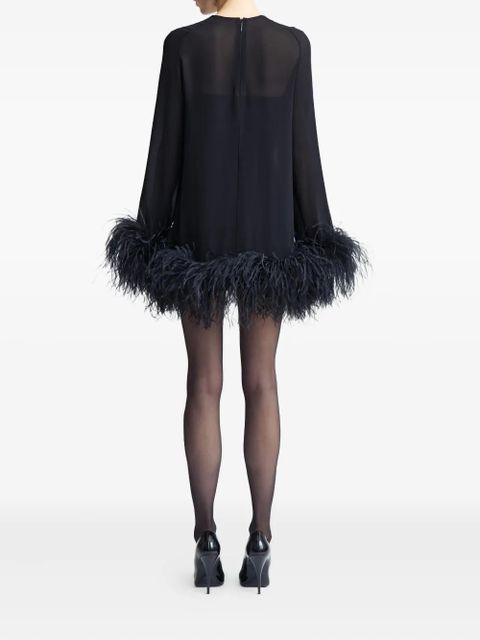 16Arlington Hodi feather-trim mini dress - Black