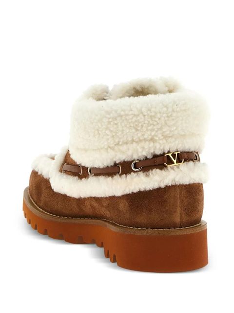 Valentino Garavani VLogo-detail lace-up leather boots - Brown