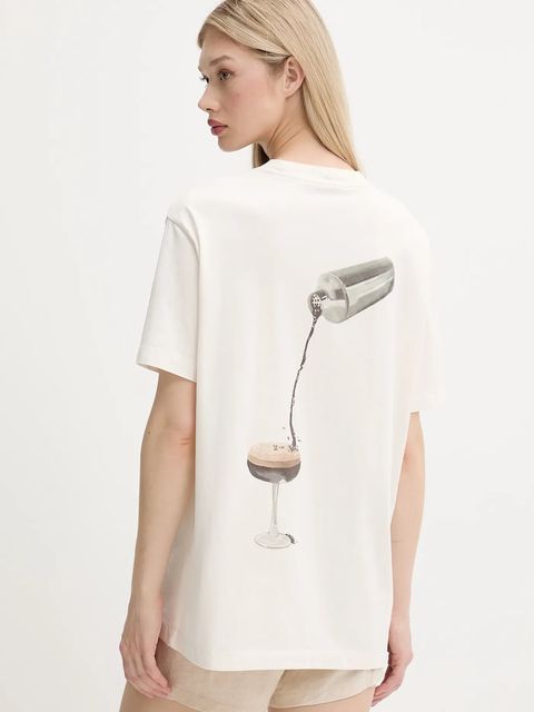 Abercrombie & Fitch t-shirt bawełniany damski kolor beżowy KI157-5068