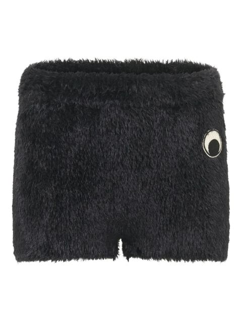 Marine Serre fluffy-knit short shorts - Black