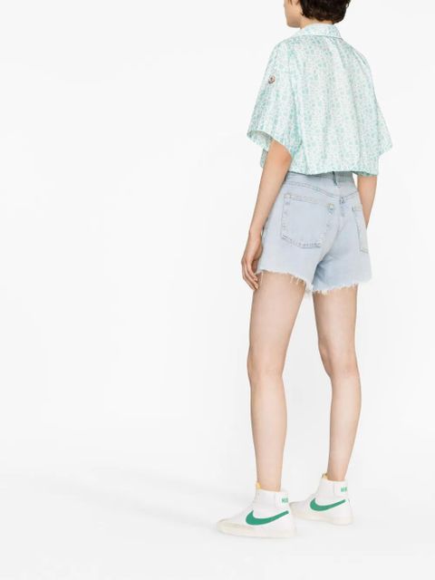 Moncler logo-print cropped shirt - Blue
