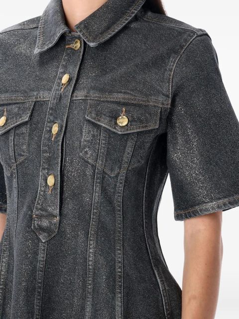 GANNI foiled denim mini dress - Black
