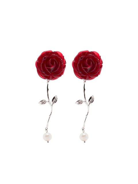 Magda Butrym rose-appliqué earrings - Silver