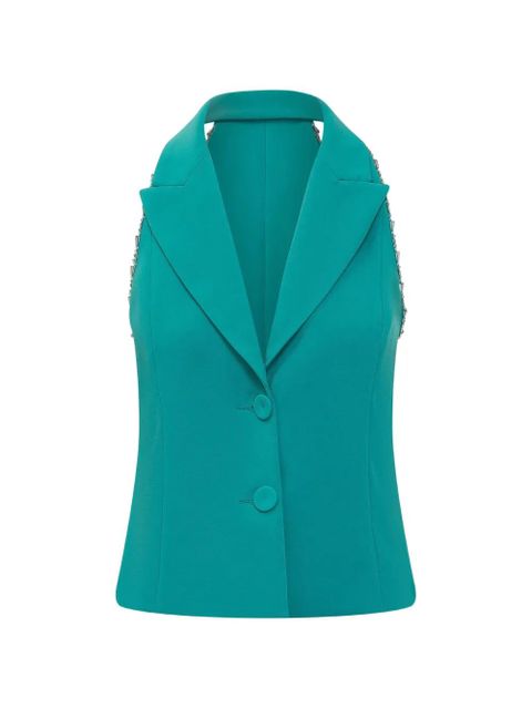 PINKO bead-trimmed halterneck waistcoat - Blue - zdjęcie produktu nr 1