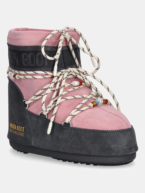 Moon Boot śniegowce MB X GIR ICON LOW SUEDE BEADS kolor różowy 80D1409730-HJ05 - zdjęcie produktu nr 1
