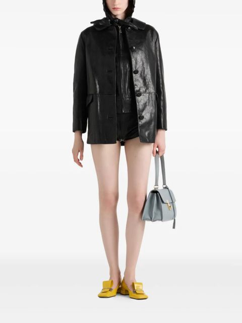 Prada hooded leather jacket - Black - zdjęcie produktu nr 2