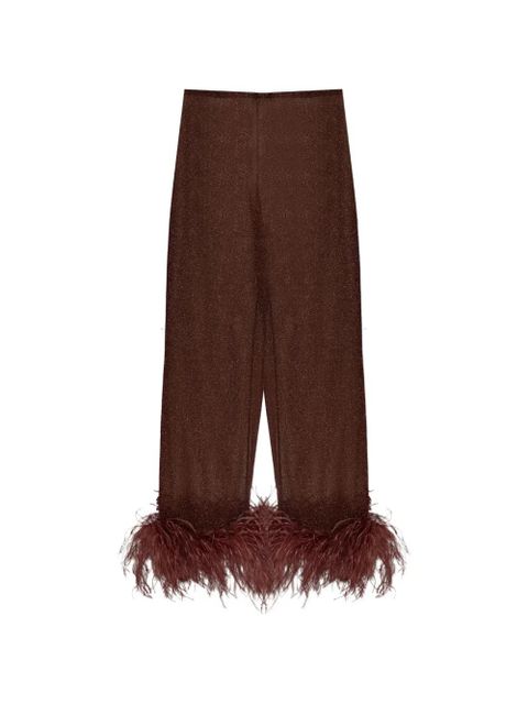 Oséree plumage feather-trim trousers - Brown - zdjęcie produktu nr 1