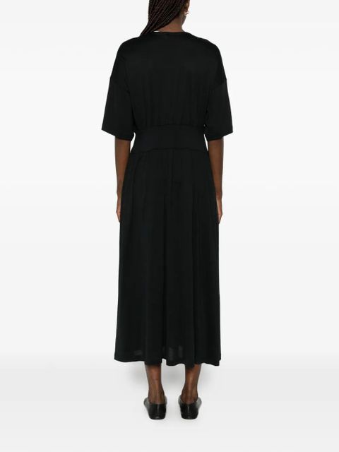 TOTEME short-sleeve pleated midi dress - Black