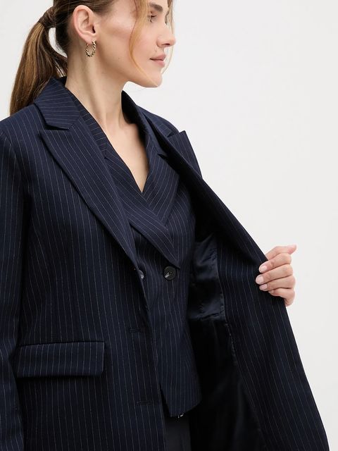 United Colors of Benetton marynarka kolor granatowy jednorzędowa wzorzysta 2X8MDW02H